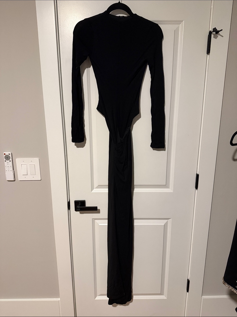 Long Sleeve Black Maxi Dress with Crew Neck